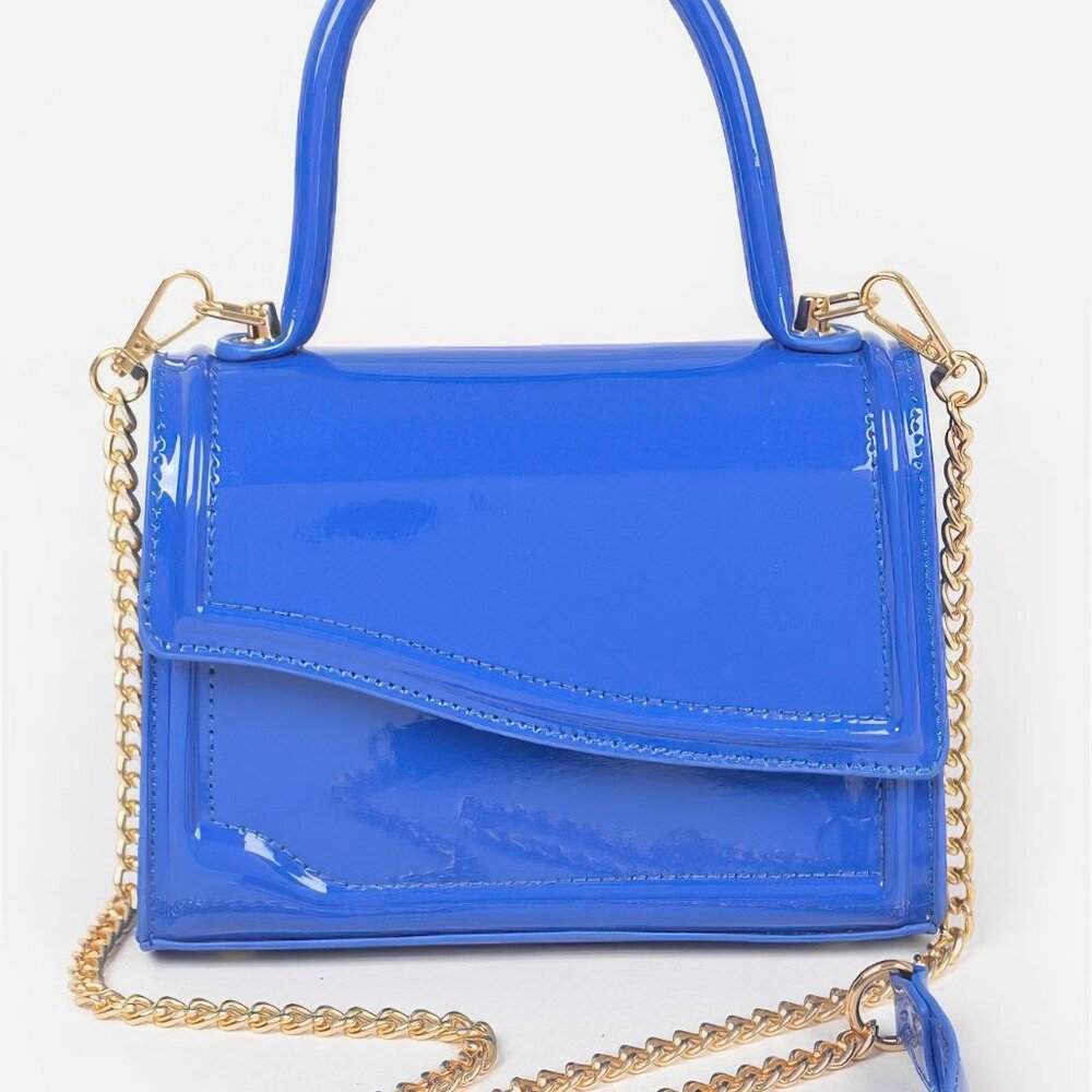 Enamel Faux Leather Top Handle Bag